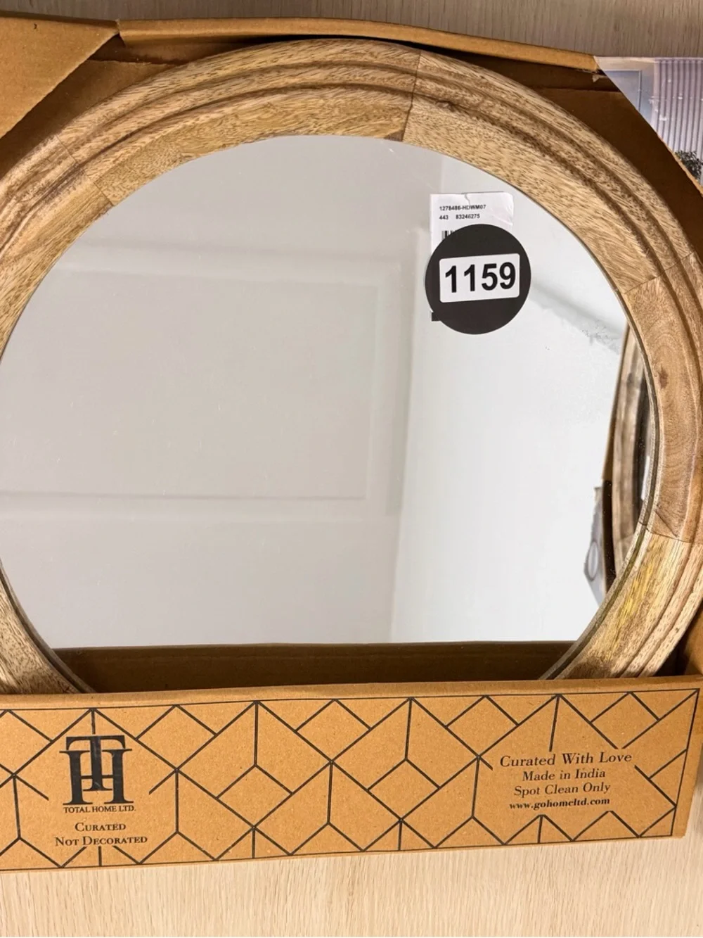 Small Natural Wood Round Wall Mirror